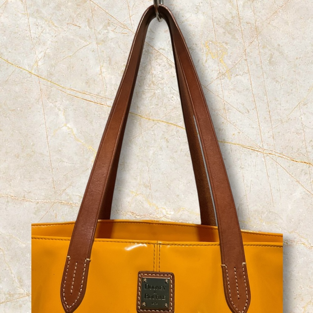 Dooney & Bourke Patent Leather Mustard Color Tote Bag - Picture 5 of 13